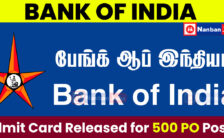 Bank of India Admit Card 2023 – 500 PO in JMGS-I Post